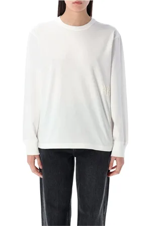 Alexander Wang Tops, Dames, Wit, L, Katoen, Witte Puff Logo T-shirt