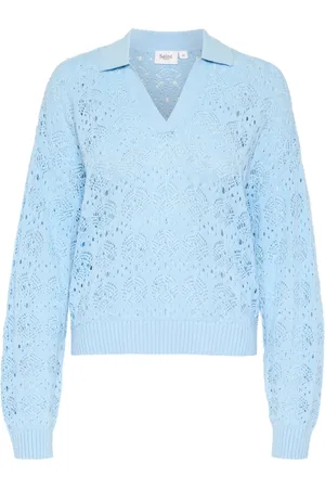 Saint Tropez Truien, Dames, Blauw, XS, Katoen, Blauwe Polo Pullover Sweater Junasz
