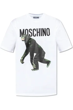 Moschino Tops, Heren, Wit, XL, Katoen, T-shirt met logo