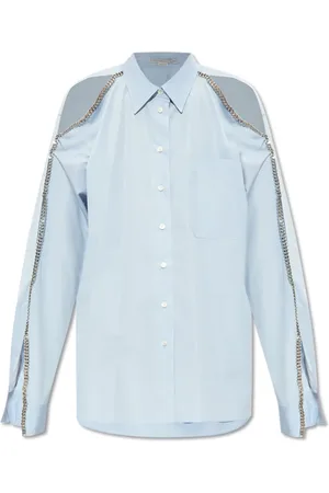 Stella McCartney Blouses & Shirts, Dames, Blauw, XS, Katoen, Shirt met Opvallende Ketting