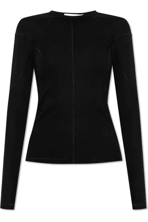 Helmut Lang Tops, Dames, Zwart, L, Katoen, Lange mouwen top