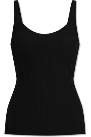 THEORY Tops, Dames, Zwart, M, Wol, Geribbelde mouwloze top