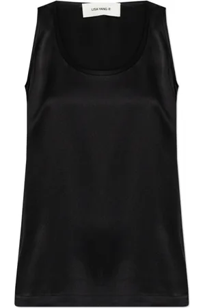 Lisa Yang Tops, Dames, Zwart, S, Mouwloze Zijden Top
