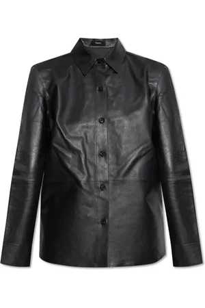 THEORY Jassen, Dames, Zwart, M, Leer, Leren jas
