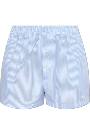 Moschino Korte broeken, Dames, Blauw, S, Katoen, Lingerie-stijl shorts