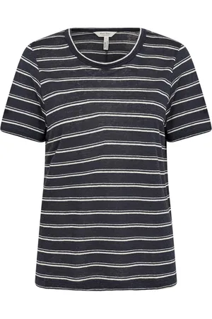 Part Two Tops, Dames, Zwart, XL, Katoen, Gestreept T-shirt met Korte Mouwen