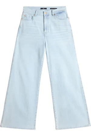 7 for all Mankind Jeans, Dames, Blauw, W30, Katoen, Lotta Cropped Wide Leg Jeans