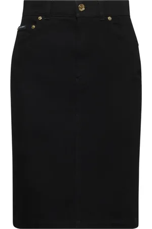 Dolce & Gabbana Rokken, Dames, Zwart, 3Xs, Denim, Zwarte Denim Rok met Logodetails