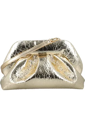 THEMOIRÈ Tassen, Dames, Geel, ONE Size, Leer, Gouden Tia Clutch Vegan Leren Handtas