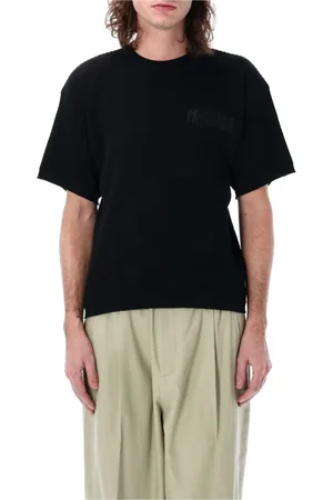 MAGLIANO Tops, Heren, Zwart, S, Katoen, Zwarte Waffle Tee met Logo Borduurwerk