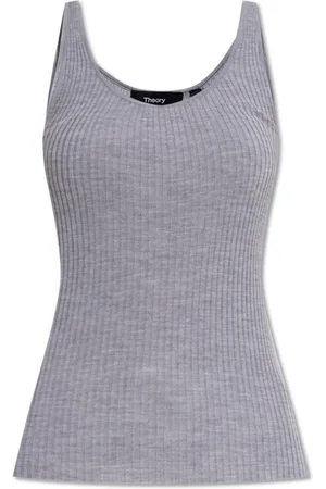 THEORY Tops, Dames, Grijs, M, Wol, Geribbelde mouwloze top