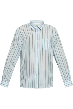 OFFICINE GENERALE Overhemden, Heren, Blauw, M, Katoen, Overhemd met gestreept patroon