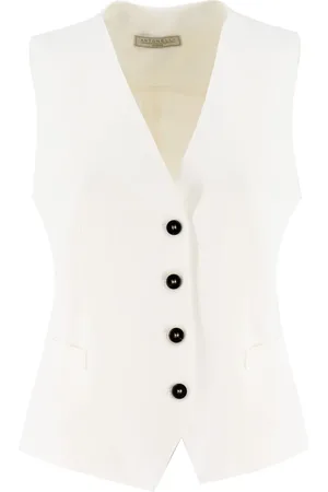 ANTONELLI Jassen, Dames, Wit, M, Elegante Vest met Contrasterende Knopen