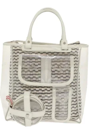 Bally Pre-owned, Dames, Grijs, ONE Size, Leer, Tweedehands Canvas handtassen