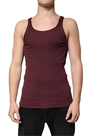 Dolce & Gabbana Tops, Heren, Bruin, M, Katoen, Bordeaux Katoenen Tanktop