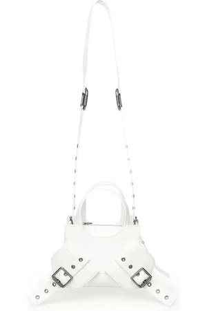 BIASIA Tassen, Dames, Wit, ONE Size, Witte leren schoudertas met schuine zakken
