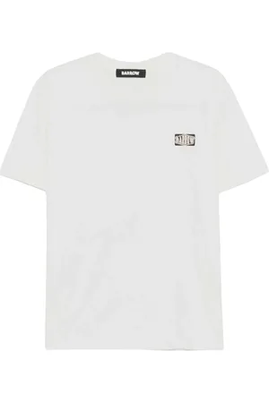 BARROW Tops, Heren, Wit, S, Katoen, Logo Bedrukt Unisex Korte Mouw T-shirt