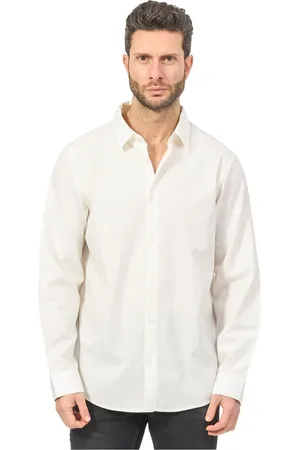 Armani Exchange Overhemden, Heren, Wit, L, Katoen, Wit overhemd met micro-patroon