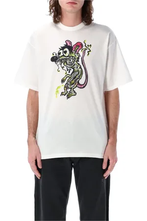 MAGLIANO Tops, Heren, Wit, M, Katoen, Muisbedrukte Tee Wit Katoenen Jersey