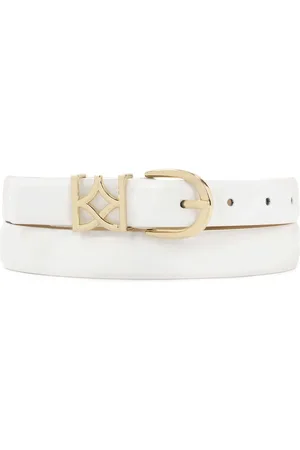 Kazar Accessoires, Dames, Wit, 110 CM, Leer, Witte riem met monogramgesp