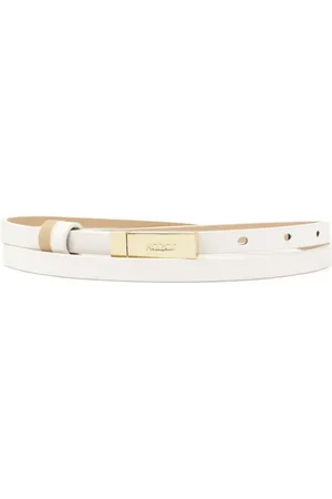 Kazar Accessoires, Dames, Wit, 90 CM, Leer, Leren smalle riem