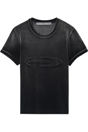 Alexander Wang Tops, Dames, Grijs, L, Katoen, Katoenen Baby Tee
