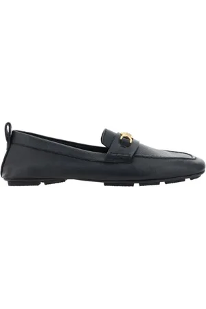 VERSACE Schoenen, Heren, Zwart, 44 EU, Leer, Metallic Medusa Head Leren Loafers
