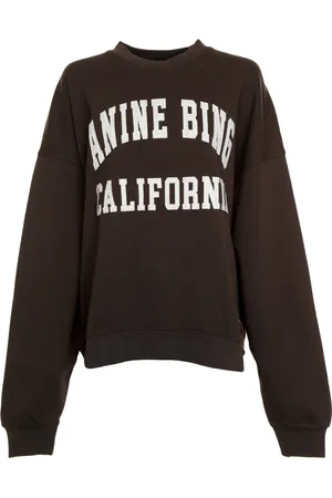 ANINE BING Sweatshirts & Hoodies, Heren, Grijs, S, Logo Patch Oversized Sweatshirt
