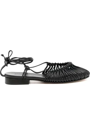 Hereu Schoenen, Dames, Zwart, 40 EU, Zwarte platte schoenen met geknoopte constructie