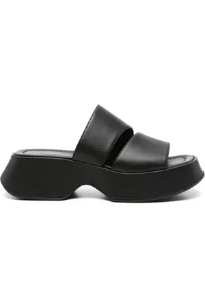 vic matiè Schoenen, Dames, Zwart, 39 EU, Zwarte Leren Open Hakken