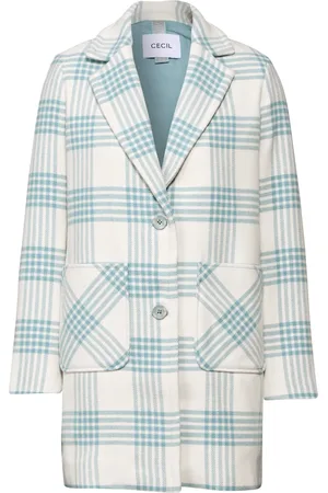 CECIL Mantels, Dames, Wit, 2Xl, Polyester, Geruite Jas Stijlvol Comfortabel Vrouwen