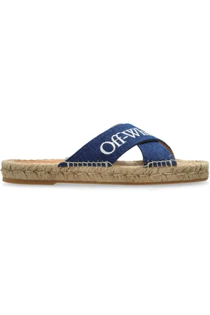 OFF-WHITE Schoenen, Dames, Blauw, 35 EU, Leer, Slides `Criss`