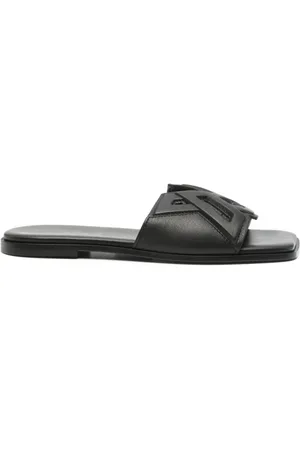 vic matiè Schoenen, Dames, Zwart, 36 EU, Zwarte Leren Sandalen Vierkante Open Neus
