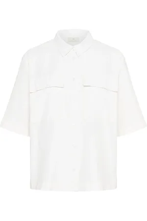 Kaffe Blouses & Shirts, Dames, Wit, M, Katoen, Stijlvolle Shirt Blouse in Krijt