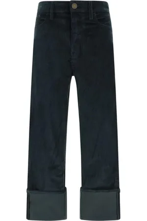 Jacob Cohen Broeken, Dames, Groen, W29, Katoen, Corduroy Five-Pocket High Hem Broek