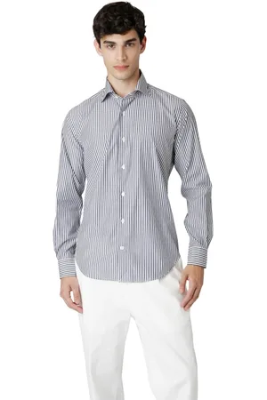 ELEVENTY Overhemden, Heren, Blauw, 2Xl, Katoen, Gestreept katoenen overhemd Slim Fit
