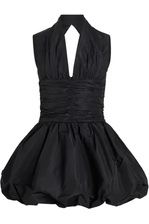 Patou Kleedjes, Dames, Zwart, S, Zwart Halterneck Puffball Hem Jurk