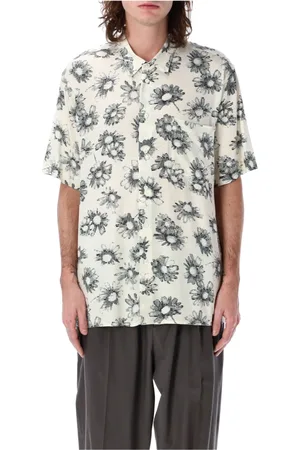 MAGLIANO Overhemden, Heren, Veelkleurig, M, Pixel Flower Shirt Wit Korte Mouw