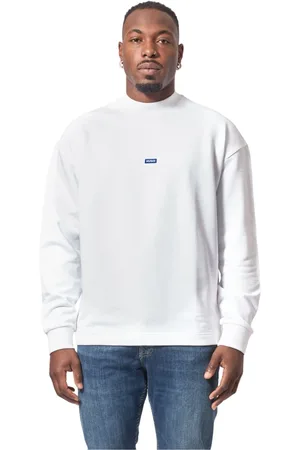 HUGO BOSS Sweatshirts & Hoodies, Heren, Wit, S, Katoen, Witte Sweater Straight Fit Lange Mouw