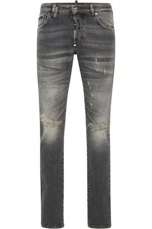 Philipp Plein Jeans, Heren, Grijs, W36, Denim, Stijlvolle Denim Jeans