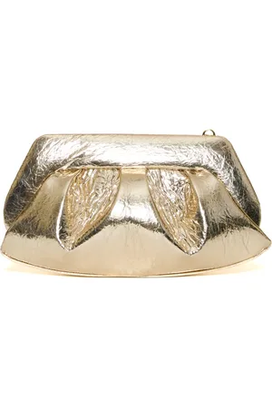 THEMOIRÈ Tassen, Dames, Geel, ONE Size, Leer, Gouden Spiegel Clutch Dames Tas