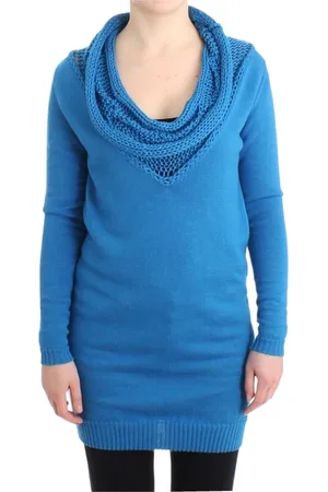 Costume National Truien, Dames, Blauw, S, Wol, Blauwe Gebreide Trui met Ronde Halslijn