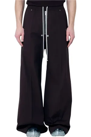 Rick Owens Broeken, Heren, Bruin, L, Katoen, Stretch Wide Bela Broek met Zakken