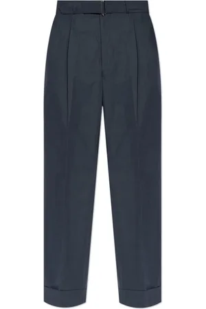 OFFICINE GENERALE Broeken, Heren, Blauw, L, Katoen, Katoenen plooi broek