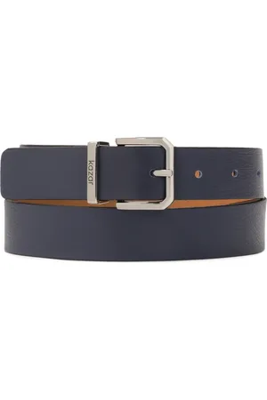 Kazar Accessoires, Dames, Blauw, 100 CM, Leer, Donkerblauwe smalle riem met metalen lus