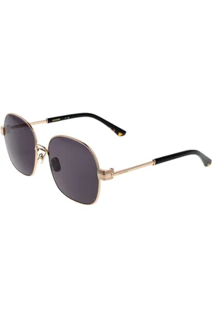 Sandro Accessoires, Dames, Geel, ONE Size, Gouden Ronde Acetaat Zonnebril met UV-bescherming