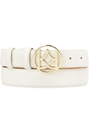 Kazar Accessoires, Dames, Wit, 100 CM, Leer, Witte gladde riem met ronde gesp