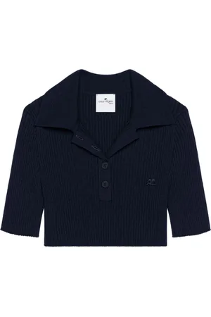 Courrèges Tops, Dames, Zwart, S, Katoen, Blauw T-shirt en Polo
