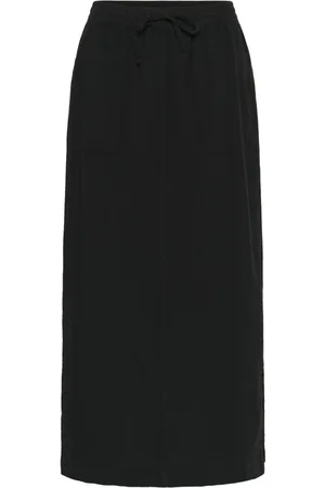 Kaffe Rokken, Dames, Zwart, M, Zwarte Diepe Rok met Zijsplitten