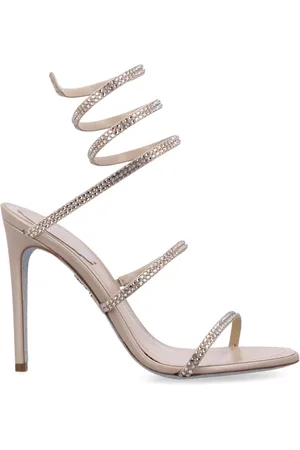 RENE CAOVILLA Schoenen, Dames, , 37 EU, Satijn, Kristal Gouden Sandalen